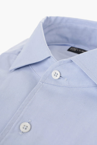 Camicia in Cotone Hopsack con Collo Francese