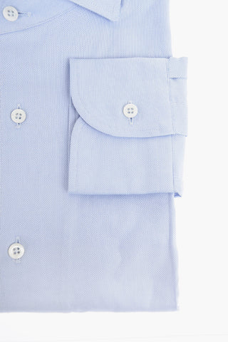 Camicia in Cotone Hopsack con Collo Francese
