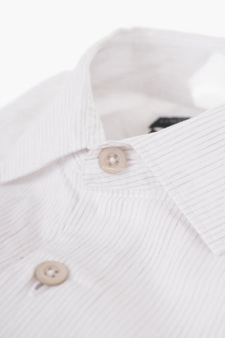 Linen Blend Slim Fit Shirt with Striped Motif