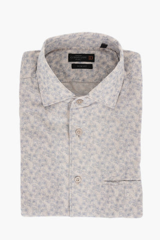 ID Short-sleeved Linen Blend Shirt with Floral Pattern