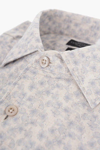 ID Short-sleeved Linen Blend Shirt with Floral Pattern