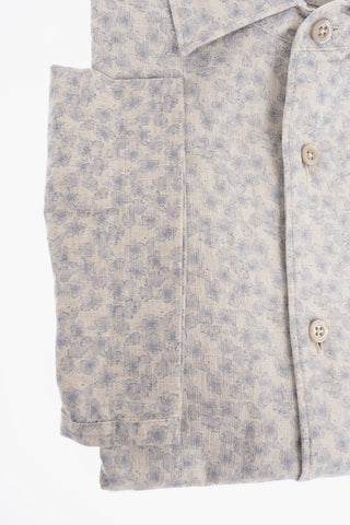 ID Short-sleeved Linen Blend Shirt with Floral Pattern