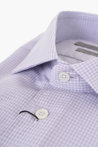 Camicia Wrinkle Free in Cotone con Motivo a Quadri