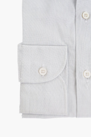 Camicia in Cotone Micro-gessato con Collo Francese