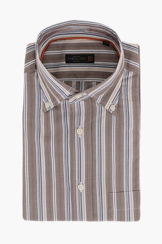ID Bayadere Patterned Button-down Shirt with Breast-pocket