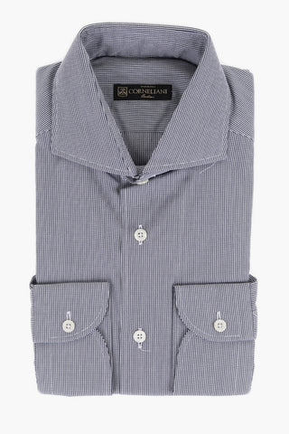 Camicia in Cotone con Motivo Micro Pied de Poule