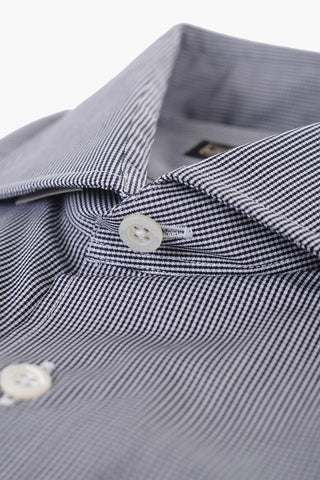 Camicia in Cotone con Motivo Micro Pied de Poule