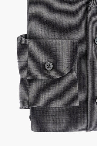 Camicia in Fresco di Lana con Motivo Micro Awning