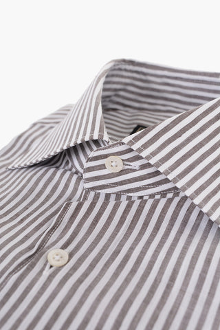 Camicia in Misto Lino con Motivo Awning