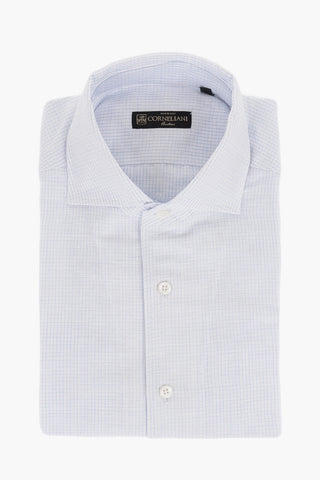 Camicia in Misto Lino con Motivo Pin Check