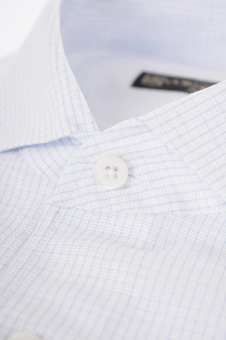 Camicia in Misto Lino con Motivo Pin Check
