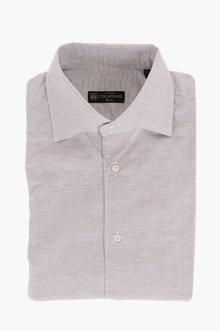 Camicia in Misto Lino con Collo Francese