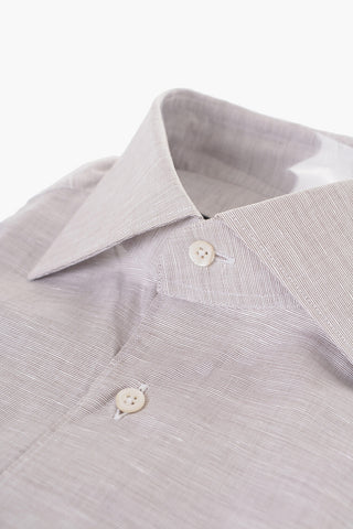 Camicia in Misto Lino con Collo Francese