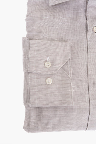 Camicia in Misto Lino con Collo Francese
