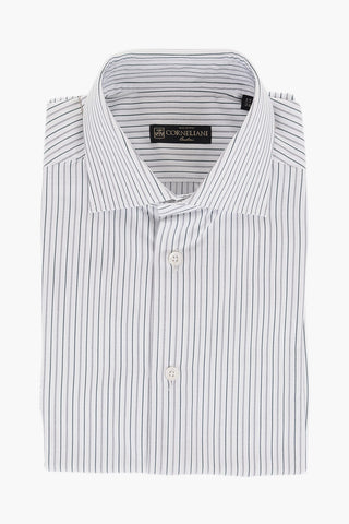 Balanced Stripe Cotton Shirt with Standard Collar