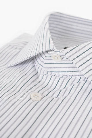 Balanced Stripe Cotton Shirt with Standard Collar