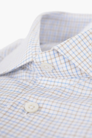 Camicia in Misto Lino con Motivo Pin Check