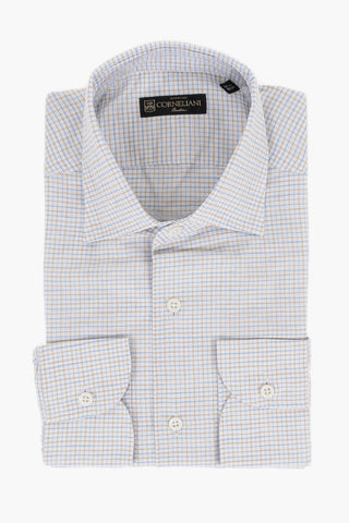 Camicia in Misto Lino con Motivo Pin Check