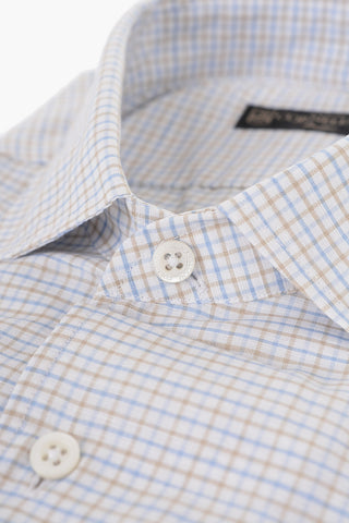 Camicia in Misto Lino con Motivo Pin Check