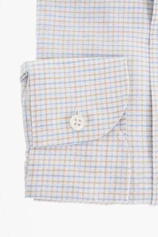 Camicia in Misto Lino con Motivo Pin Check