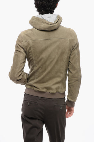 ID Giubbotto in Suede con Cappuccio Coulisse