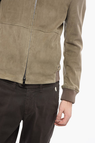 ID Giubbotto in Suede con Cappuccio Coulisse