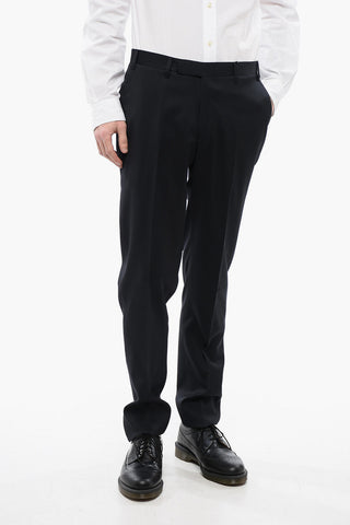 CC COLLECTION Pantaloni in Lana Vergine con Chiusura a Scomparsa
