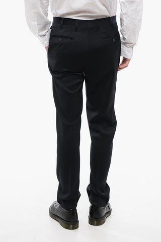 CC COLLECTION Pantaloni in Lana Vergine con Chiusura a Scomparsa