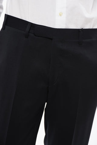 CC COLLECTION Pantaloni in Lana Vergine con Chiusura a Scomparsa