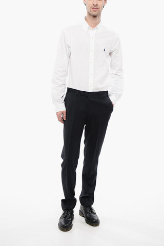 CC COLLECTION Pantaloni in Lana Vergine con Chiusura a Scomparsa