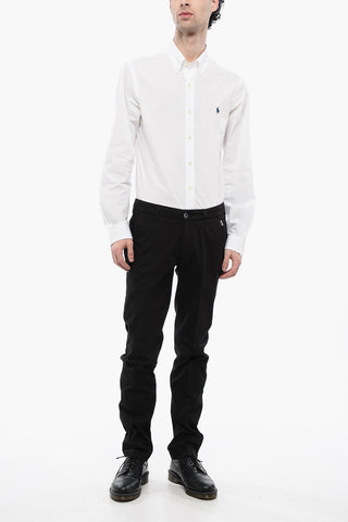ID Pantaloni Chino in Cotone Hopsack con Passanti