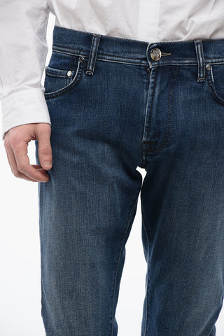 ID LUXURY DENIM Dark-washed Denims with Contrasting Embroidery