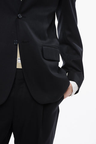CC COLLECTION Giacca a 3 Bottoni in Lana Vergine con Tasche ad Aletta