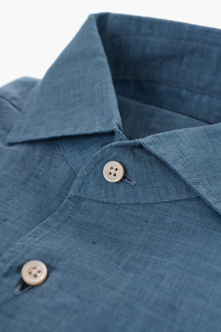 ID Short-sleeved Linen Blend Shirt with Breast-pocket