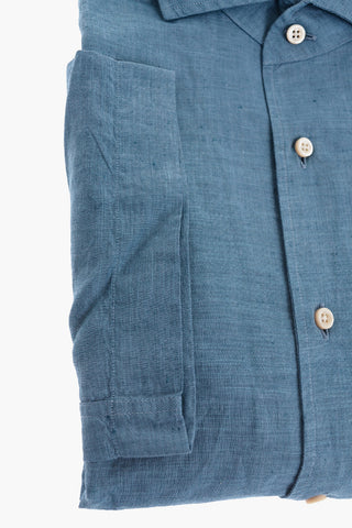 ID Short-sleeved Linen Blend Shirt with Breast-pocket