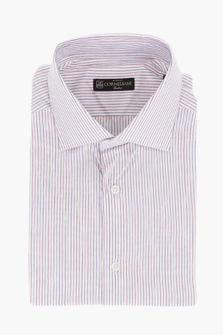 Short-sleeved Pinstriped Cotton Shirt