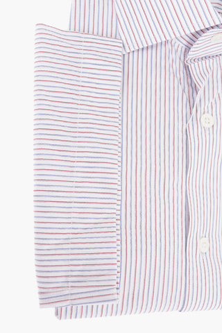 Short-sleeved Pinstriped Cotton Shirt