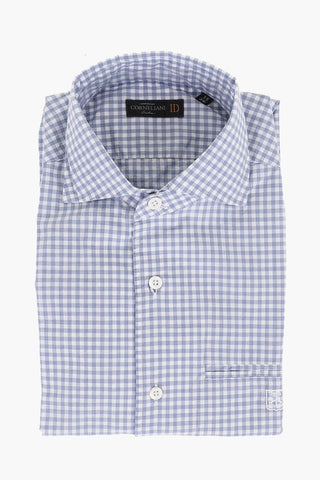 ID Gingham Patterned Cotton Shirt with Breast-pocket