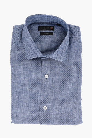 ID Polka Dot Patterned Linen Slim Fit Shirt