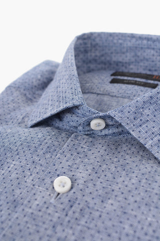 ID Polka Dot Patterned Linen Slim Fit Shirt