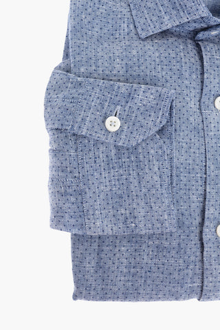 ID Polka Dot Patterned Linen Slim Fit Shirt