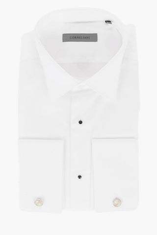 Jacquard Cotton Shirt with Wing-tip Collar