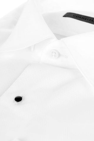 Jacquard Cotton Shirt with Wing-tip Collar
