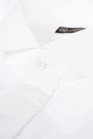 Jacquard Cotton Tuxedo Shirt with Wing-tip Collar