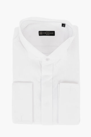 Cotton Tuxedo Shirt with Wing-tip Collar