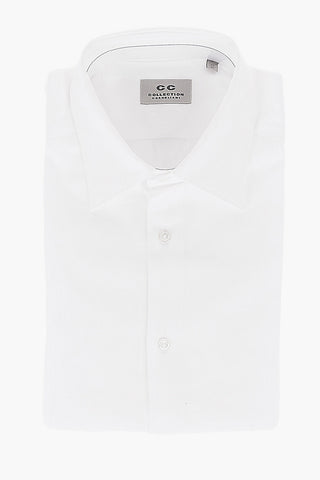CC COLLECTION Herringbone Cotton Shirt with Spread Collar
