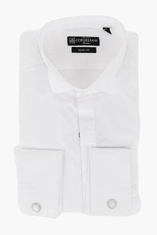 Cotton Slim Fit Shirt with Wing-tip Collar