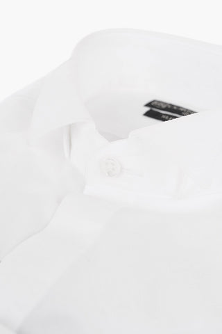 Cotton Slim Fit Shirt with Wing-tip Collar