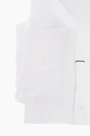 Camicia in Puro Lino con Collo Coreano