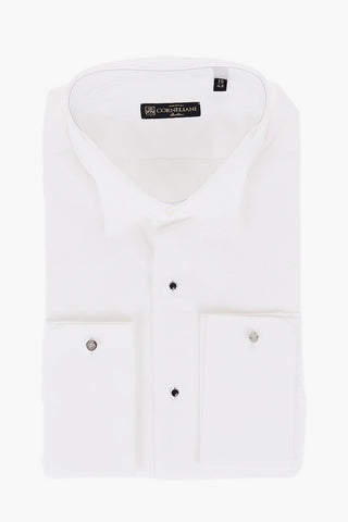 Cotton Tuxedo Shirt with Wing-tip Collar